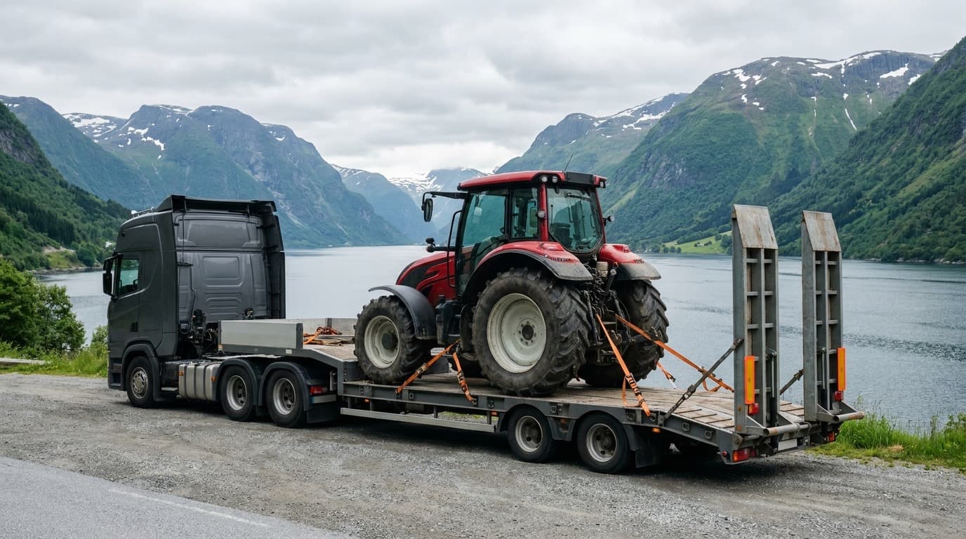 Forsidebilde for Transport av traktor og landbruksutstyr — pris og slik gjør du det